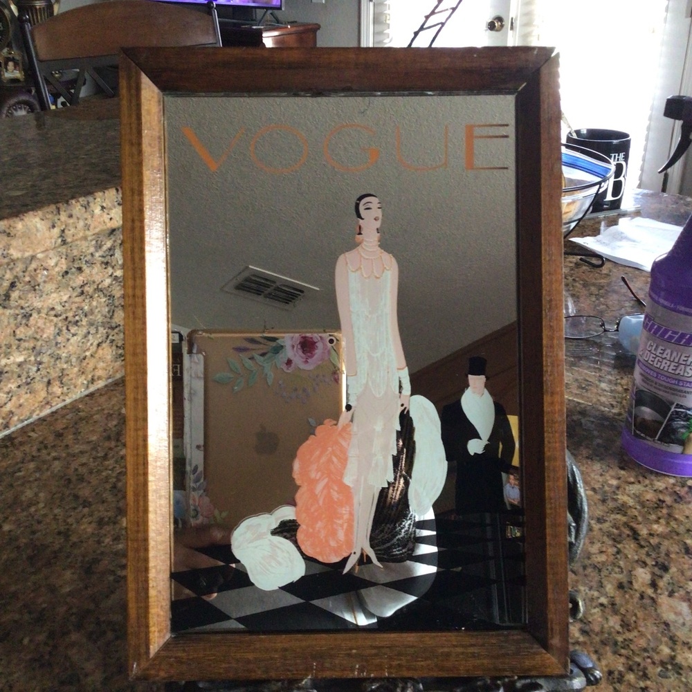 VINTAGE VOGUE COVER FRAMED MIRROR $50